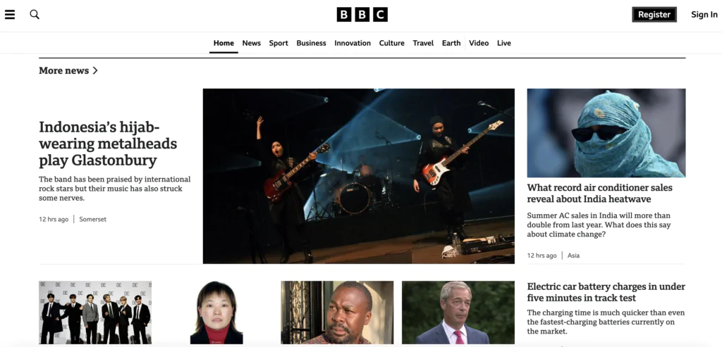 Página web de la BBC