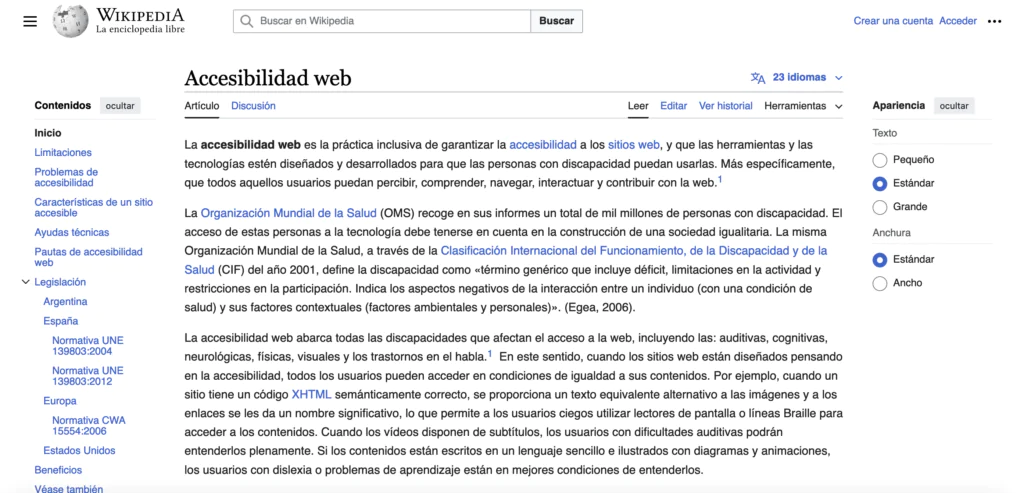 Página web de Wikipedia