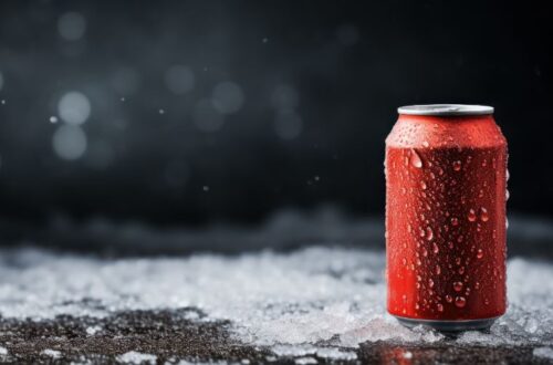 Lata roja de bebida refrescante
